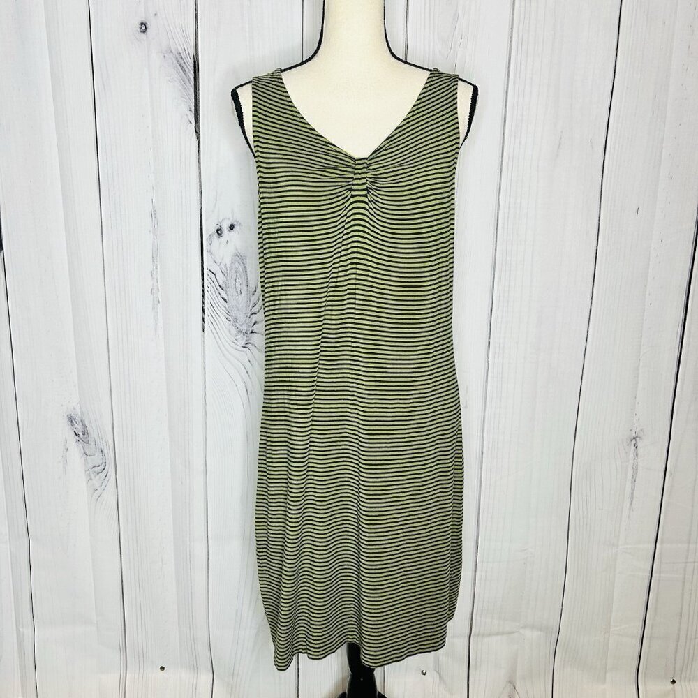Tommy Bahama Casual Dress Sleeveless Green Blue Striped Size M Rayon Blend